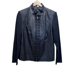 Nygaard Black Leather/Knit Blazer Jacket Size Medium